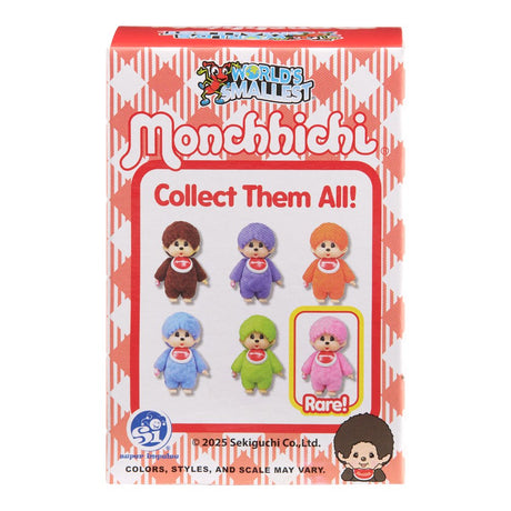 An exclusive set of officially licensed Sekiguchi's Monchhichi flocked character hanger keychains in the blind boxes.