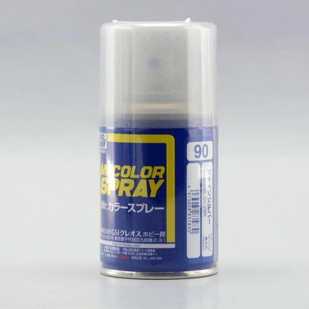 Bandai Mr. Color lacquer paint in a spray can! This silver color has a nice shine
