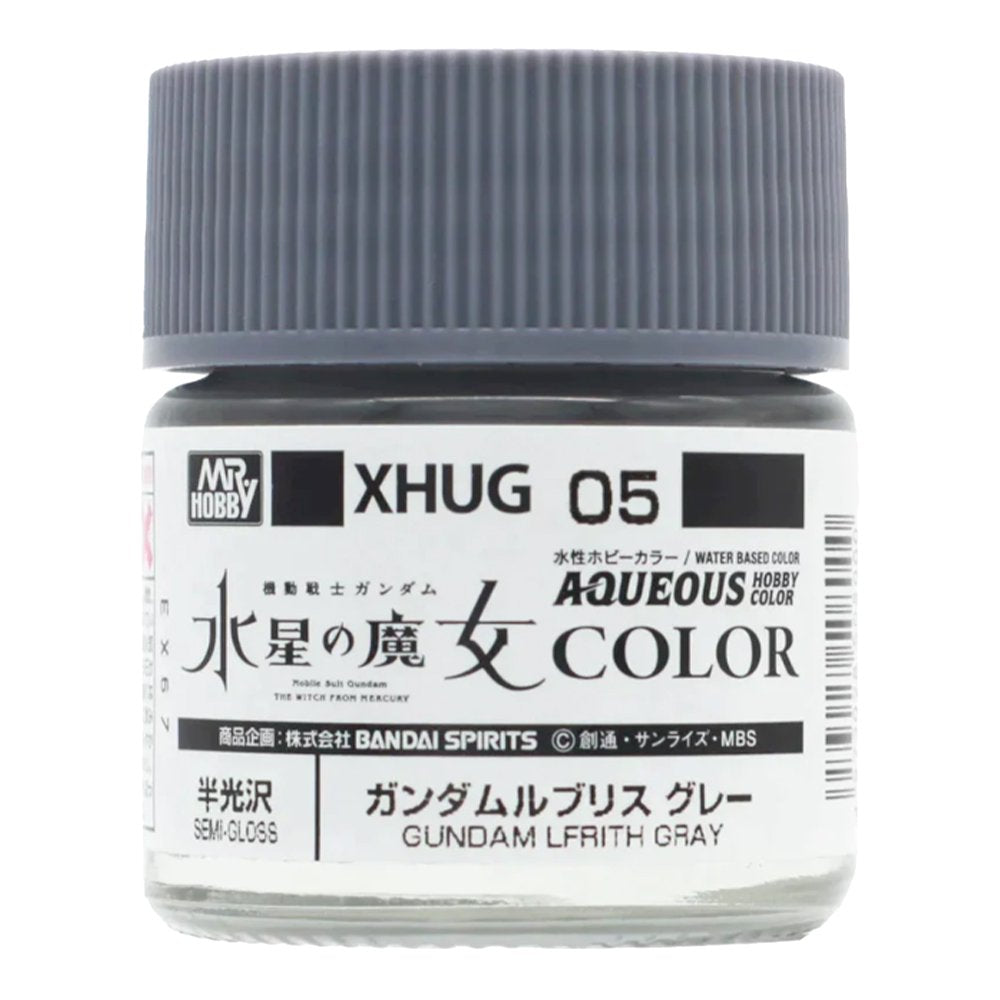 A jar of officially licensed Mr. Hobby Aqueous Hobby Color XHUG05 Gundam Lfrith Gray Semi-gloss paint
