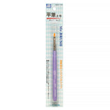An officially licensed Mr. Hobby Mr. Brush Flat No. 2 features a lavender-colored ergonomic silicone grip and a flat orange-bristled tip