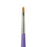 An officially licensed Mr. Hobby Mr. Brush Flat No. 2 features a lavender-colored ergonomic silicone grip and a flat orange-bristled tip