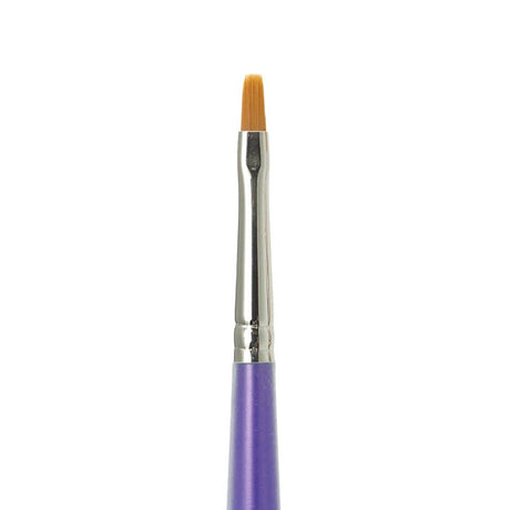 An officially licensed Mr. Hobby Mr. Brush Flat No. 2 features a lavender-colored ergonomic silicone grip and a flat orange-bristled tip