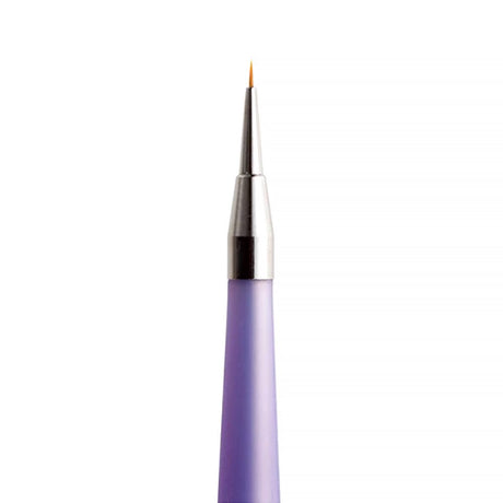 An officially licensed Mr. Hobby Mr. Brush Round No. 20/0 brush features a thin, lavender-colored ergonomic silicone grip and an ultra-fine pointed tip