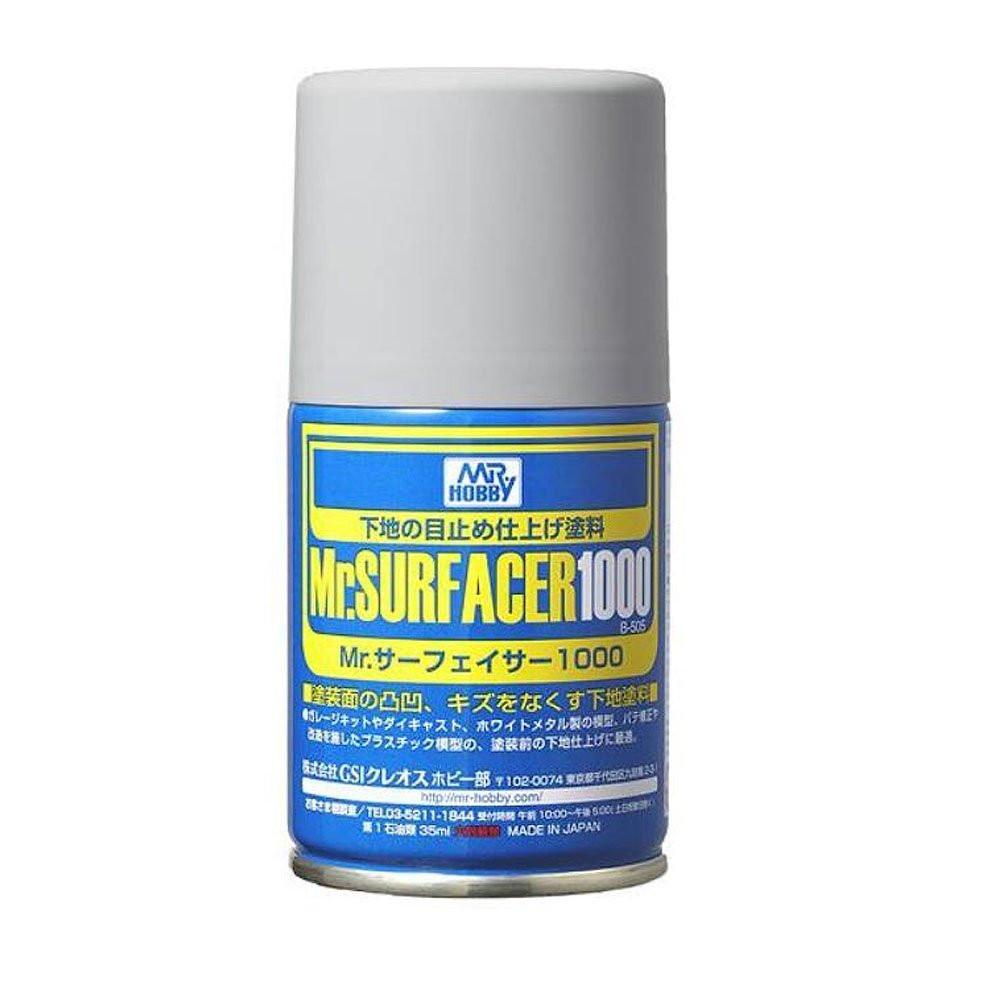 The Mr. Surfacer 1000 Spray is Mr. Hobby's excellent choice for undercoating assembling parts and model surfaces before applying color. Contains fine granules to fill small scratches and imperfections for a beautifully smooth surface. Priming and under-coating can be accomplished in one step so that you may move on to painting and finishing your model.