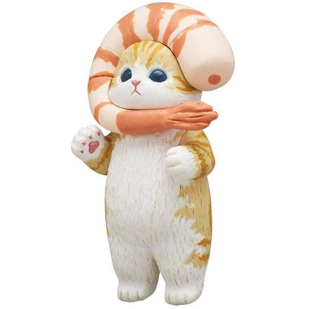 Official Mofusand Fried Shrimp Cat Blind Box figures featuring yellow cats in shrimp costumes, perfect for aesthetic desktop decor