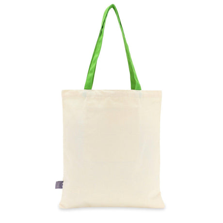 Back view of Koupen Chan clover canvas tote bag : Ideal Mother's Day and Teacher's Day gift: Koupen Chan clover tote bag. A practical and thoughtful appreciation gift for loved ones who value mental wellness and cute characters.