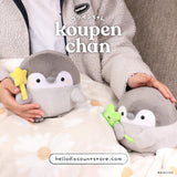 Officially licensed Spiralcute Koupen Chan Plush Collection featuring the cute grey penguin with a clover wand, star magic wand, red mug, balloon mascot, flower bouquet mascot, and pink heart mascot keychain. A premium full set for dedicated collectors and Japanese character fans seeking the ultimate kawaii plush collection.