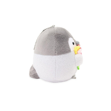 Official Koupen Chan Penguin Plush with flower bouquet  –Multi-purpose Koupen Chan mascot keychain with flower bouquet; designed to clip onto tote bags, backpacks, or sets of keys. Made with soft premium fabric and a sturdy silver chain for secure attachment. An ideal portable mental wellness tool for on-the-go healing.