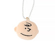 Officially licensed Peanuts plush keychain featuring the face of Charlie Brown attached to a white ball chain.