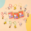A collection of 12 different Peanuts character acrylic keychains in "Luck For You" blind boxes. The keychains feature Snoopy, Woodstock, Charlie Brown, Lucy, Linus, and Sally.