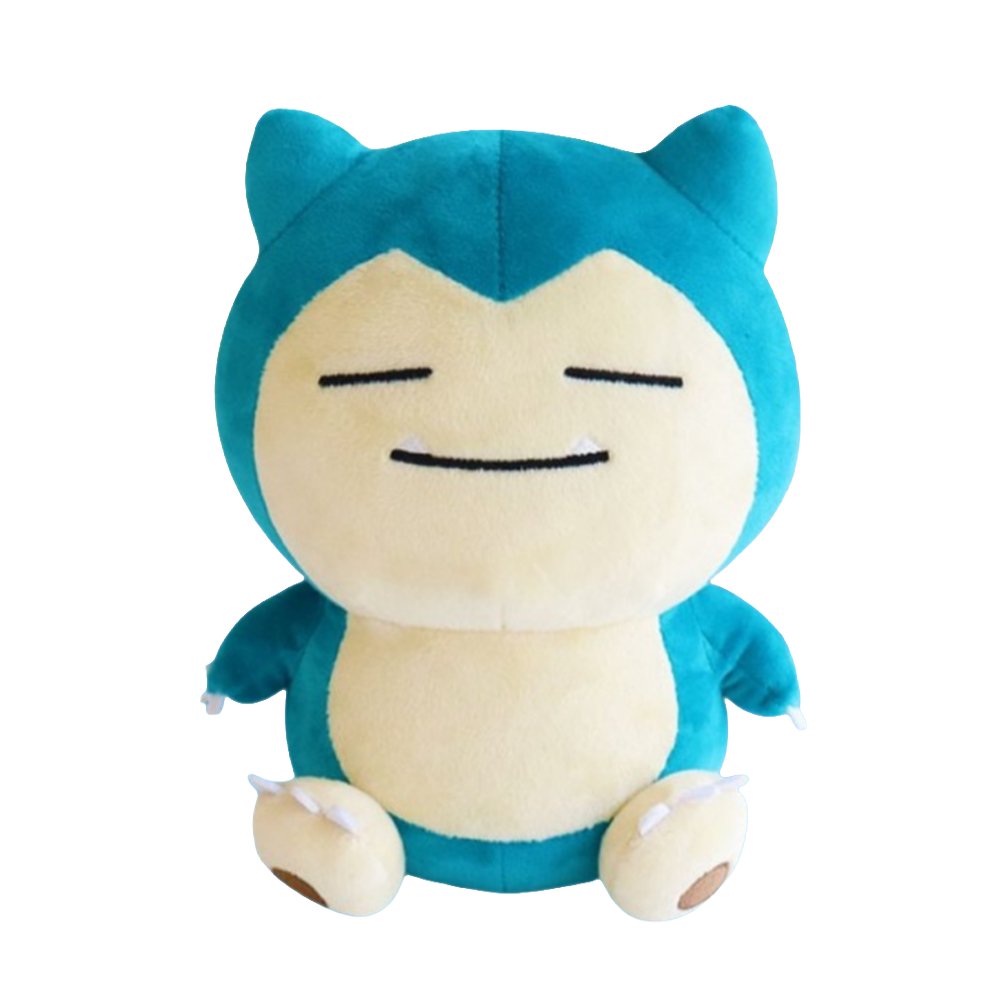 An officially licensed Snorlax Big Pop plush sitting upright with closed eyes, a gentle smile, and a cream-colored belly