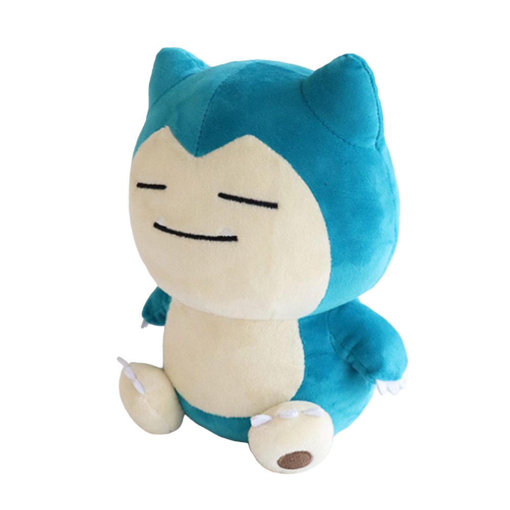 An officially licensed Snorlax Big Pop plush sitting upright with closed eyes, a gentle smile, and a cream-colored belly