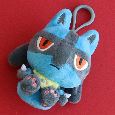 Pokemon Cutie-Pop Lucario Clip-On Plush Bag Charm - Cute blue Lucario stuffed keychain accessory