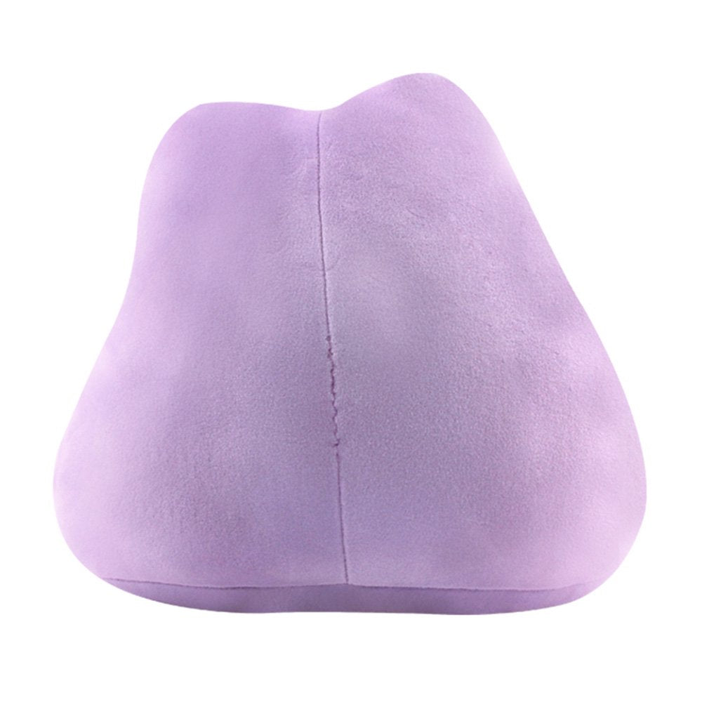 An officially licensed Pokémon Ditto plush toy in a vibrant light purple color. The plush features a simple smile, and three pink diagonal lines on each cheek to represent blushing.