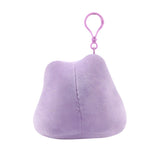 An officially licensed Pokémon Ditto plush clip-on keychain in a vibrant light purple color. The plush features a simple smile, and three pink diagonal lines on each cheek to represent blushing.