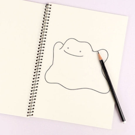 A set of four officially licensed Pokemon spiral notebooks featuring Ditto and Pikachu, with Ditto's transformation into Pikachu.