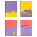 A set of four officially licensed Pokemon spiral notebooks featuring Ditto and Pikachu, with Ditto's transformation into Pikachu.