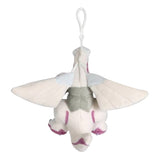 An officially licensed Pokemon Palkia plush keychain clip featuring a white and grey body with vibrant purple stripes and spatial wings