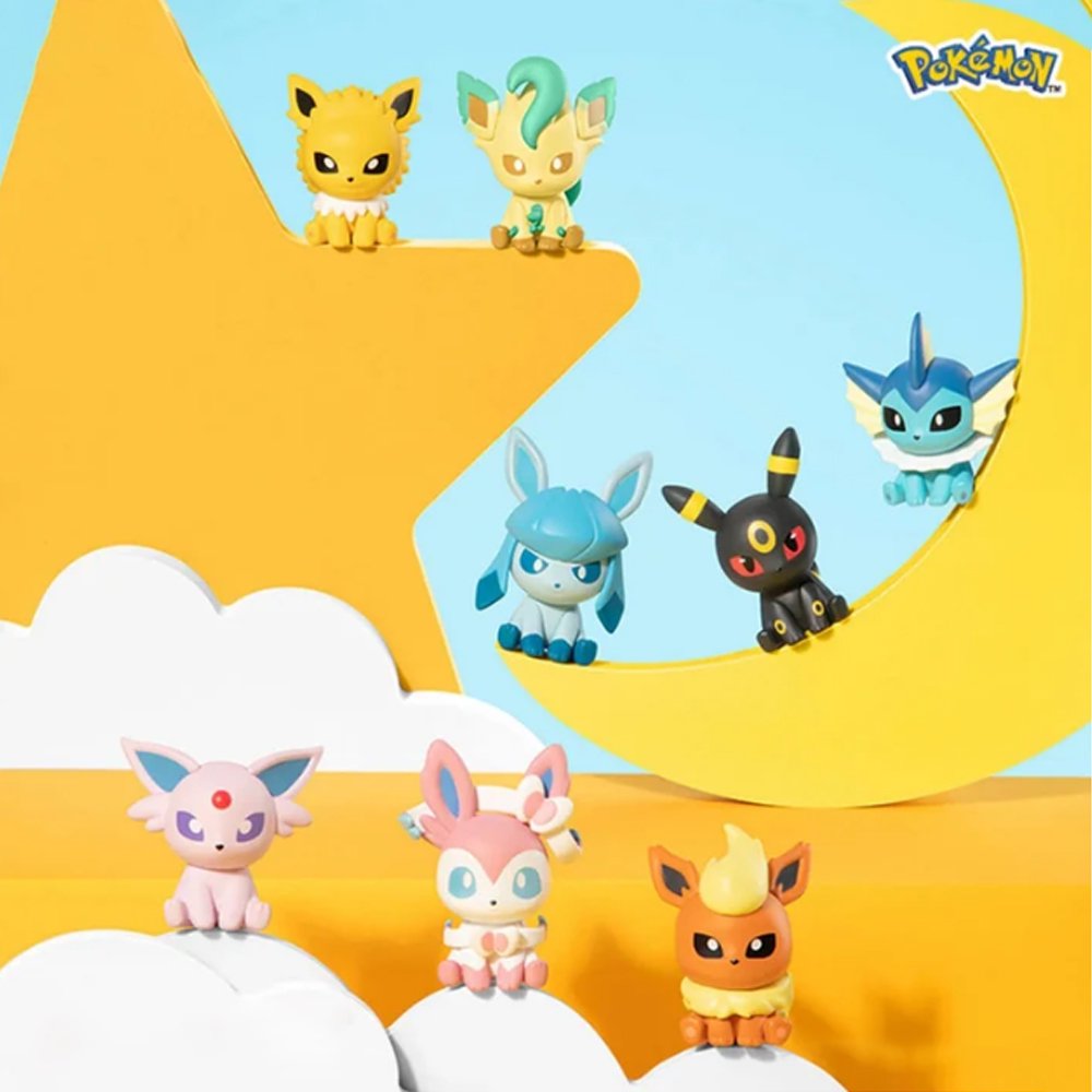 Officially licensed Pokemon Eevolutions Palmsize Wonders Vol. 2 mystery capsules  featuring Umbreon, Vaporeon, Espeon, Leafeon, Glaceon, Sylveon, Flareon, and Jolteon