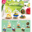 Officially licensed Miffy Terrarium Re-Ment blind box figures featuring clear globe and dome-encased miniature scenes including Miffy on a boat, under an apple tree, and sitting on a starry crescent moon