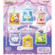 Officially licensed Pokemon Nighty Night Collection Re-Ment blind box figures displaying sleeping Pokemon inside decorative canopy pavilions