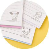 An officially licensed Sanrio three colorful spiral notebooks featuring Chococat, Hangyodon, and Usahana, comes with lined paper and a subtle character illustration in the bottom corner