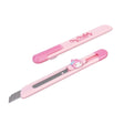 A collection of officially licensed Sanrio character pocket utility knives featuring Hello Kitty, Kuromi, My Melody, Pochacco, Pompompurin, and Cinnamoroll designs.