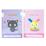 An officially licensed Chococat 17-lined Notebook in purple, featuring a central illustration of Chococat, surrounding cute icons, and a section at the bottom for student information