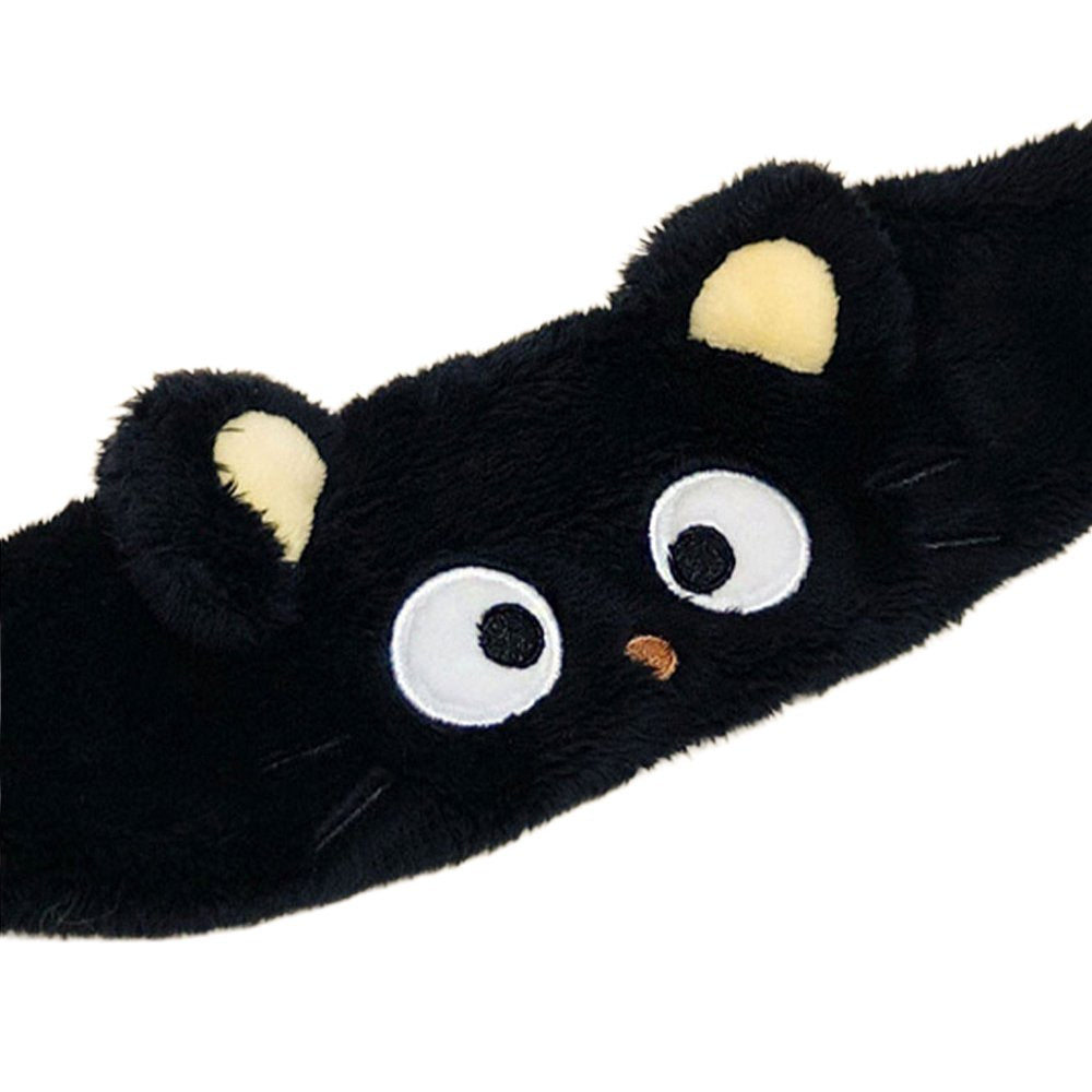 Officially licensed Sanrio Chococat black plush cleansing spa headband with 3D ears and embroidered face