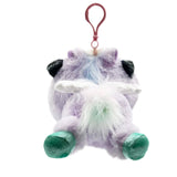 Officially licensed Chococat bag clip  plush doll wearing a Pegasus costume a super soft, fluffy pastel purple. Features shimmering pastel colors, glittery wings, and a gorgeous rainbow tail, making it a must-have fantasy friend.. Perfect size to attach to your backpack, bag, purse, car, or pants. Ideal collectible toy for fans and Sanrio enthusiasts.