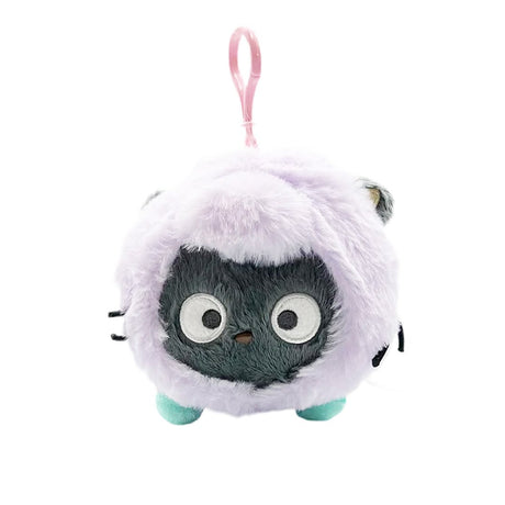 Officially licensed Chococat bag clip  plush doll wearing a Pegasus costume a super soft, fluffy pastel purple. Features shimmering pastel colors, glittery wings, and a gorgeous rainbow tail, making it a must-have fantasy friend.. Perfect size to attach to your backpack, bag, purse, car, or pants. Ideal collectible toy for fans and Sanrio enthusiasts.