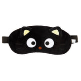 Officially licensed Sanrio Chococat black plush sleep mask with 3D ears and embroidered face