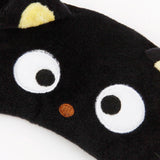 Officially licensed Sanrio Chococat black plush sleep mask with 3D ears and embroidered face