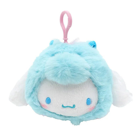 Officially licensed Cinnamoroll bag clip  plush doll wearing a Pegasus costume a super soft, fluffy blue . Features shimmering pastel colors, glittery wings, and a gorgeous rainbow tail, making it a must-have fantasy friend.. Perfect size to attach to your backpack, bag, purse, car, or pants. Ideal collectible toy for fans and Sanrio enthusiasts.