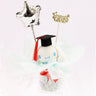 An officially licensed Class of 2026 Sanrio graduation gift set featuring six popular plush characters, Hello Kitty, My Melody, Cinnamoroll, Kuromi, Pompompurin, and Pochacco wearing black graduation caps. The characters are arranged like a bouquet with silver star balloons and "Congrats Grad" decorations.
