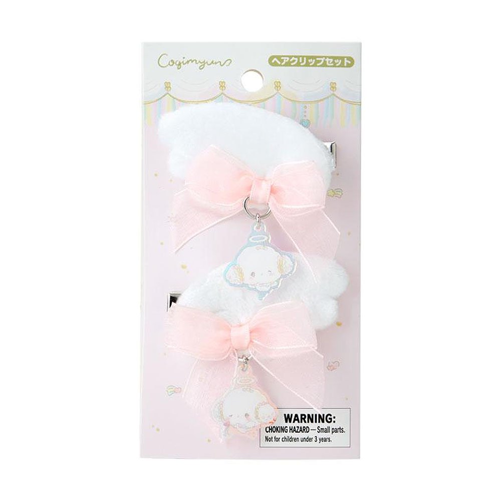 Packaged Cogimyun hair clip set with a bow and bear charm on a white background