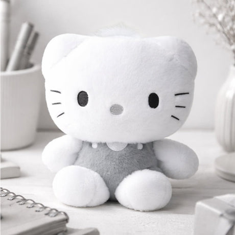 An officially licensed Sanrio Dear Daniel plush doll dressed in a grey outfit