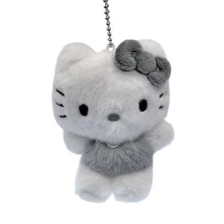 This Officially licensed Sanrio fluffy Hello Kitty plush is the perfect blend of "kawaii" culture and modern, neutral aesthetics. Features Hello Kitty’s iconic silhouette, complete with her signature bow and whiskers in a unique charcoal grey and snowy white colorway.