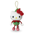 Official licensed Hello Kitty elf Christmas ornament plush green costume candy cane striped feet dangling limbs holiday decor