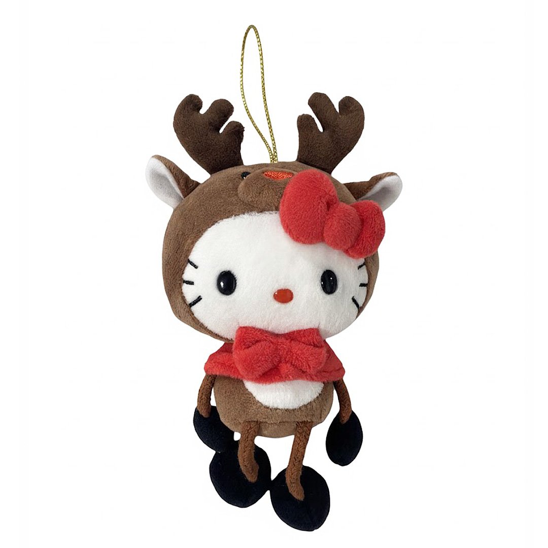 Official licensed Hello Kitty reindeer Christmas ornament plush brown antlers holiday tree decoration kawaii Sanrio collectible