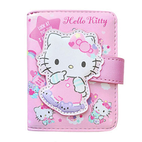 An officially licensed Sanrio collection of tri-fold wallet in pink featuring large 3D padded appliqués of Hello Kitty