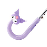 Purple Sanrio Kuromi kids' umbrella featuring a purple gradient canopy with one clear see-through safety panel, finished with a 3D Kuromi J-handle.
