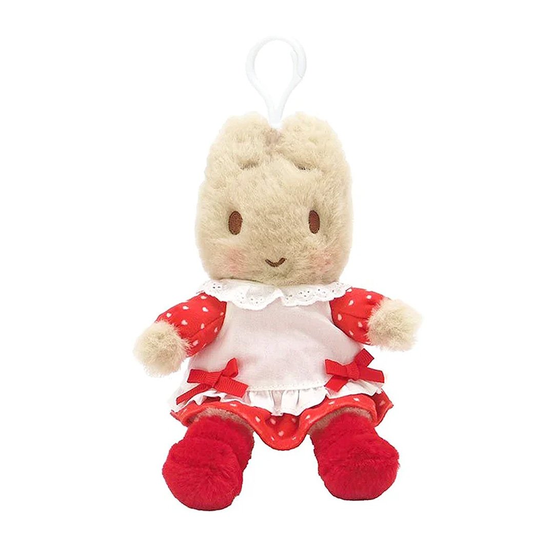 Officially licensed Sanrio Marron cream in heart polka dots dress with white frilly apron. Perfect size to attach to your backpack, bag, purse, car, or pants. Ideal collectible toy for fans and Sanrio enthusiasts.