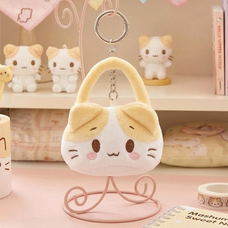 Officially licensed Sanrio Masyumaro mini plush handbag keychain shaped like character tote bag with handles