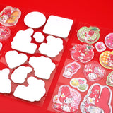 Pack of officially licensed My Melody water shaker stickers featuring glitter-filled, liquid-effect designs.