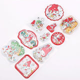 Pack of officially licensed My Melody water shaker stickers featuring glitter-filled, liquid-effect designs.