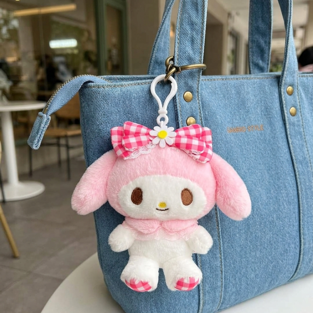 Sanrio My Melody Wing Gingham Clip-On Plush
