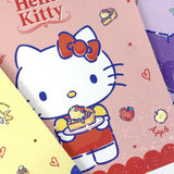 An officially licensed Usahana 17-lined Notebook in purple, featuring a central illustration of Usahana, surrounding cute flower icons, and a section at the bottom for student information