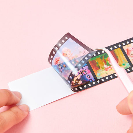 An officially licensed Sanrio Netflix series My Melody & Kuromi film strip stickers in a vintage-style 35mm film negative.