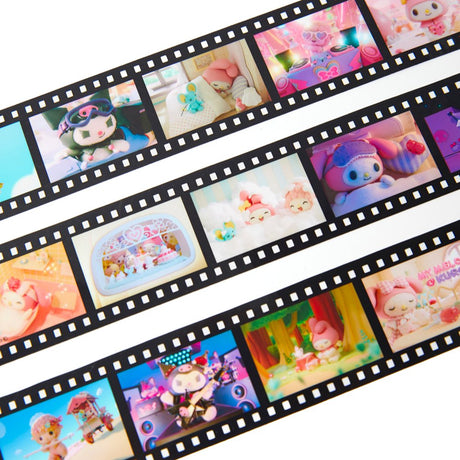 An officially licensed Sanrio Netflix series My Melody & Kuromi film strip stickers in a vintage-style 35mm film negative.